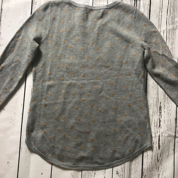 Ann Taylor LOFT gray sweater w gold polka dots S - Picture 6 of 7